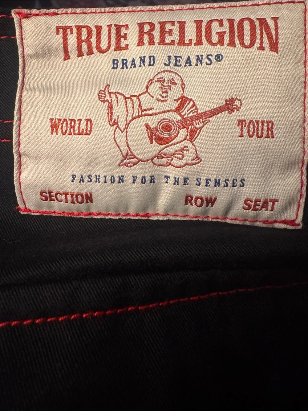 NWT True Religion Men’s 32 Black Red Stitch Baggy Cargo Pants 108335